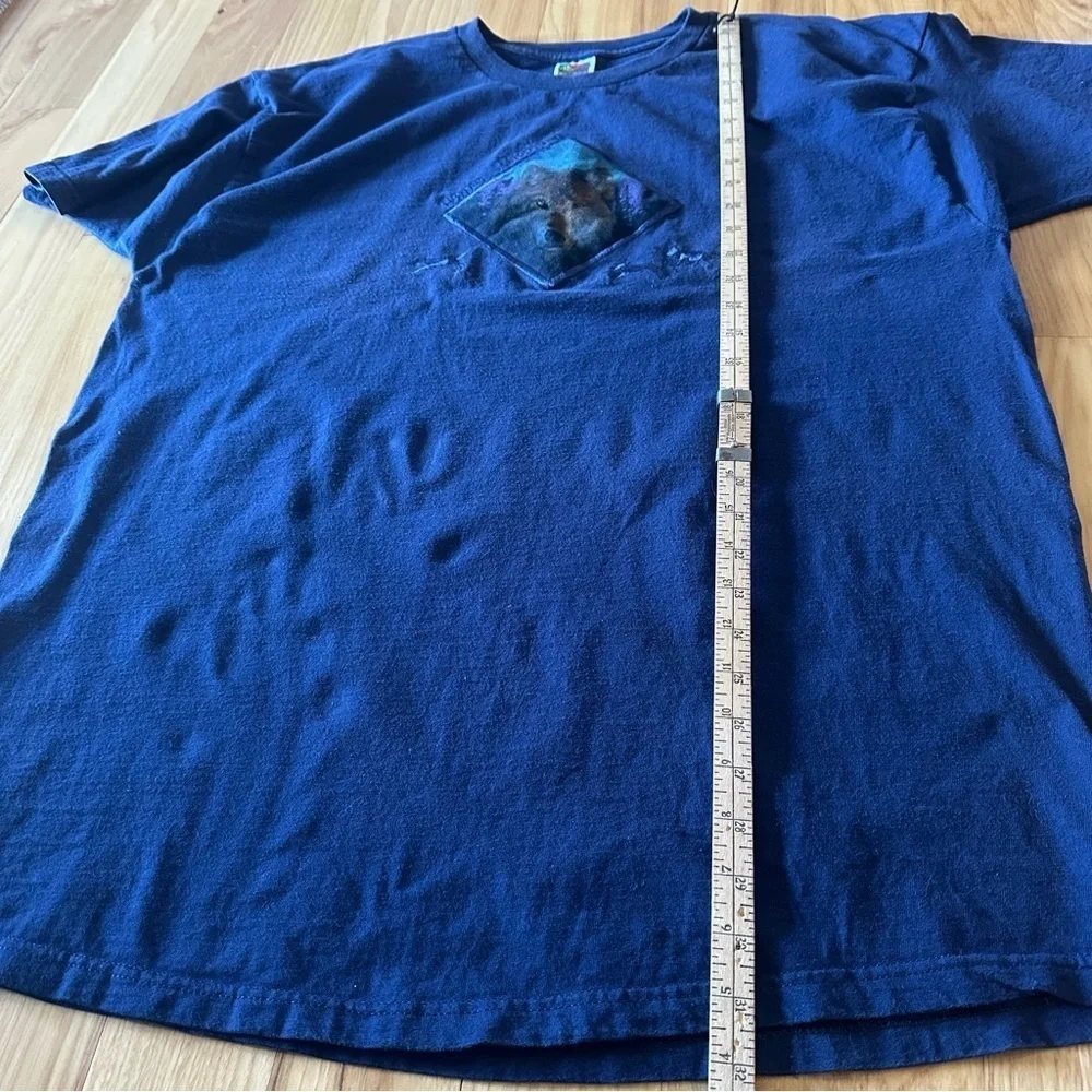 Vintage Embroidered Wolf Tee Navy T-Shirt 90s Size 2XL 1996 Upper Michigan